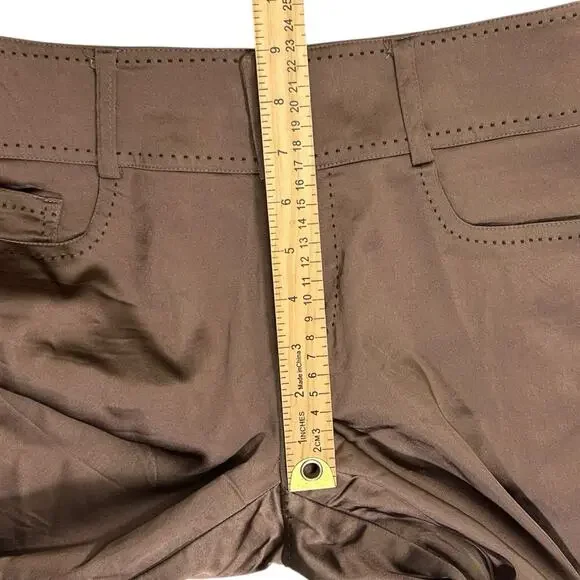 Vintage Cache Womens 6 Y2K Bronze Metallic Satin Brown Bootcut Pants Low Rise - Picture 12 of 14
